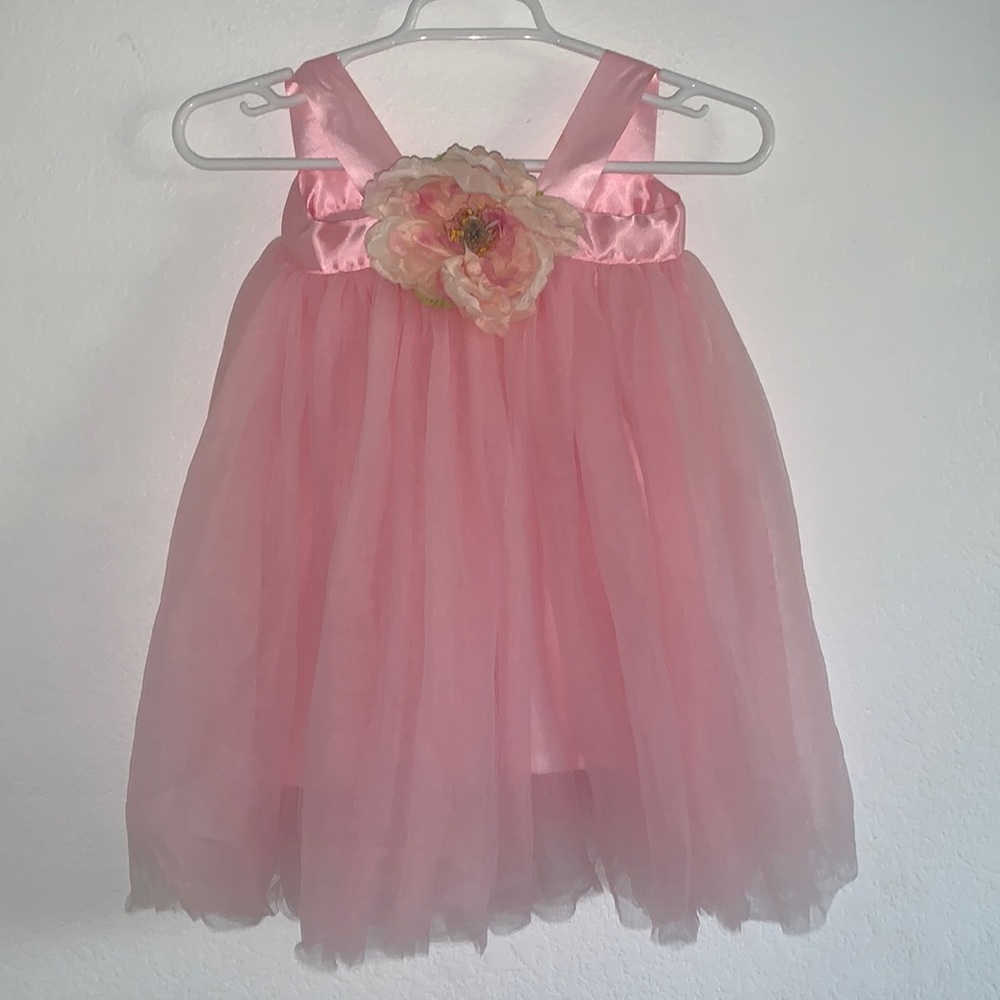 BUTTERFLY CRAZE GIRLS PINK DRESS TUTU SATIN FLOWER BALLERINA EASTER PARTY